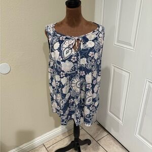 SJS Navy and White Paisley Swim Cover-Up